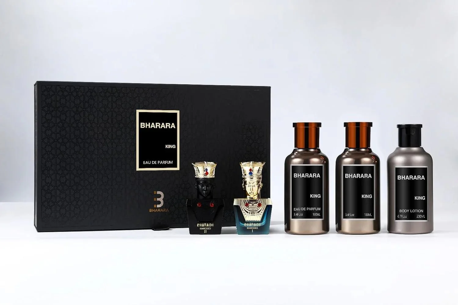 Bharara Beauty  Bharara King 5-Piece Gift Set (EDP + Lotion + Pharaoh Minis) - Image 2