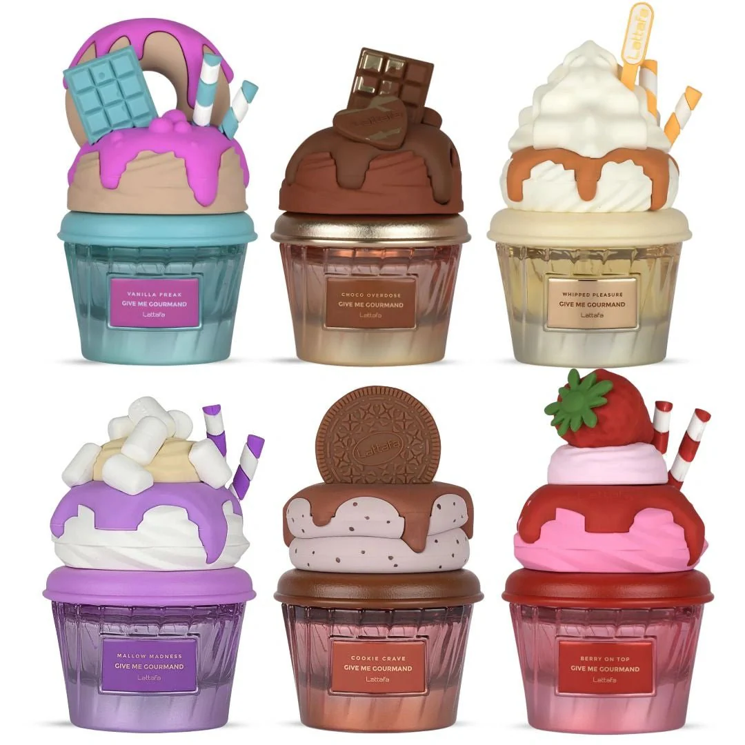 Vanilla Freak, Choco Overdose, Whipped Pleasure, Mallow Madness, Cookie Crave & Berry On Top Eau De Parfum Sprays 75ml (2.8 Oz) By Lattafa